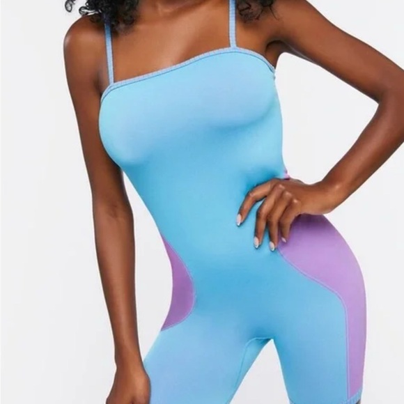 Forever 21 Pants - Forever 21 Blue and Purple romper size M/L BWT